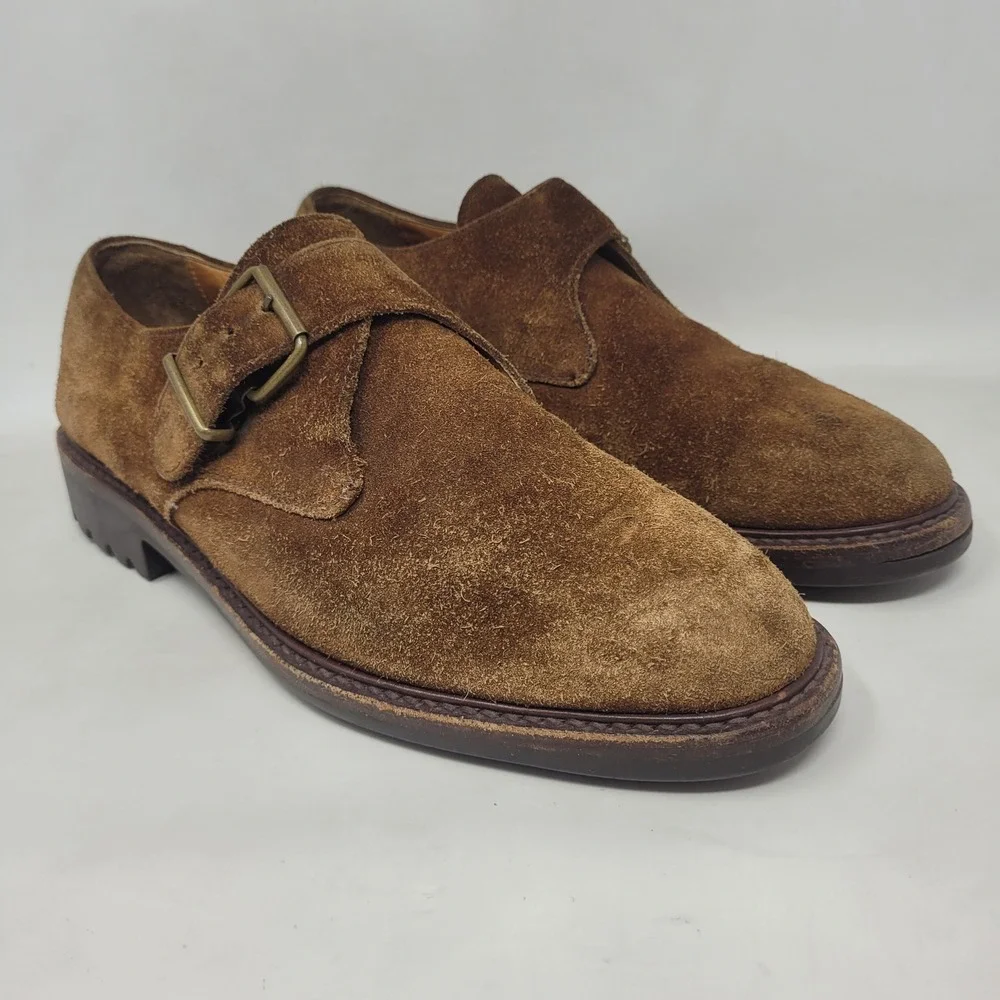 VTG Polo Ralph Lauren Country Shoes 9.5 Brown Suede Monk Strap Oxford Caldwell